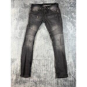 Blue Cult Biker Jeans Womens 28 Black Cotton Stretch Moto Mid Rise Skinny Leg